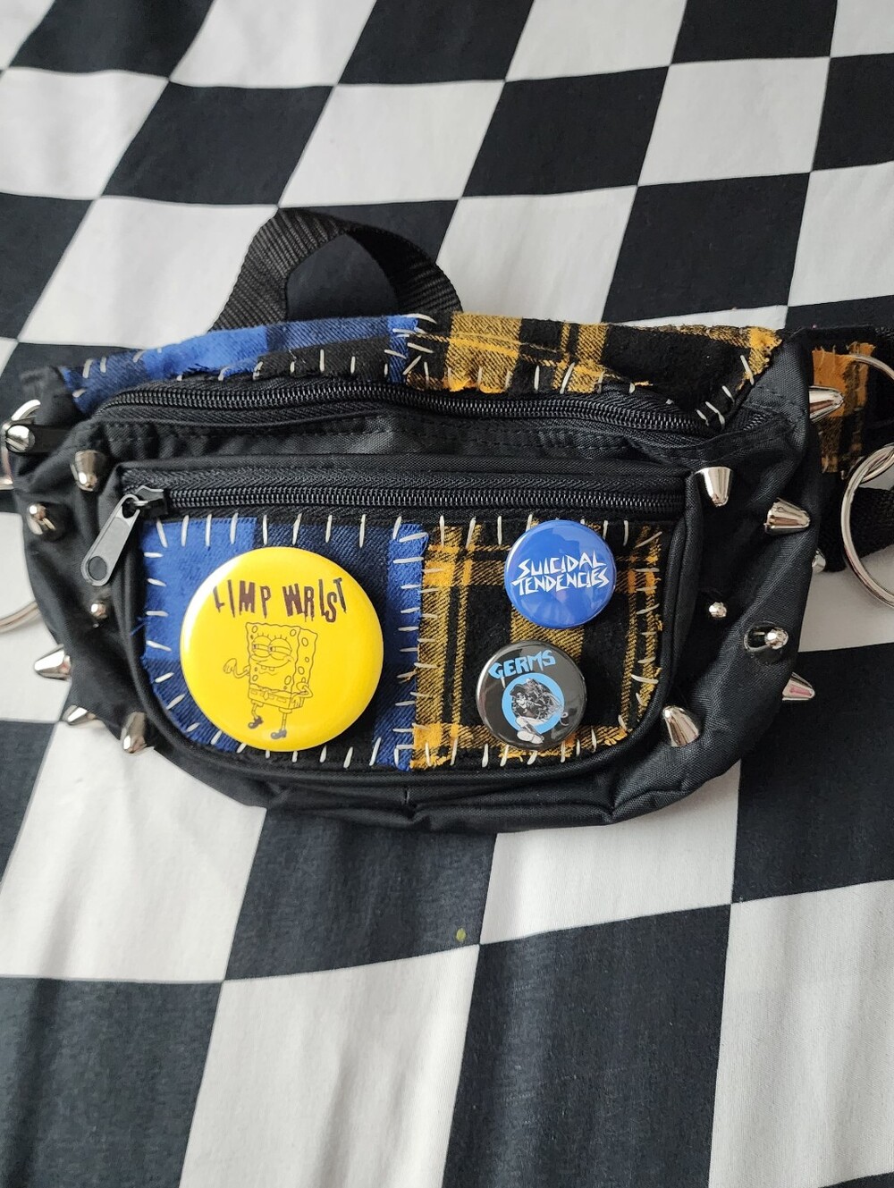 DIY Blue & Yellow Plaid Punk Fannypack
